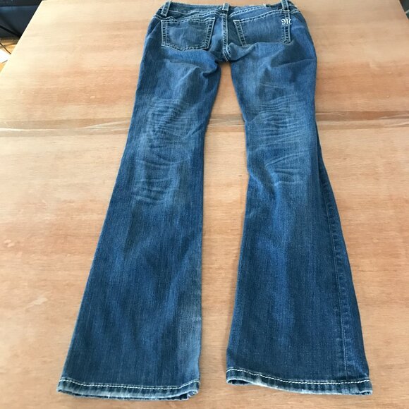 Miss Me Slim Bootcut Jeans Women 26 Blue Mid Rise Zebra Print Distressed Preppy - Picture 2 of 15